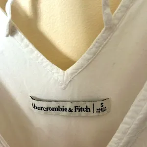 Abercrombie & Fitch‎ White Tiered Mini Dress Small V-Neck Flutter Sleeve Pockets thumbnail 8