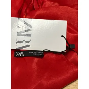 NEW Zara Red Satin Silk Sleeveless Deep V Neck Slit Cutout Back Maxi Dress Sz L thumbnail 5