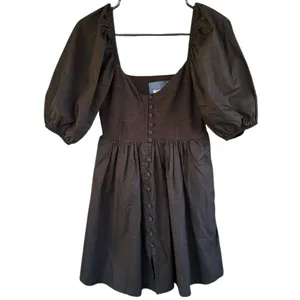 EUC Anthropologie Maeve Puff Sleeve Sweetheart Mini Dress Black Size XS thumbnail 4