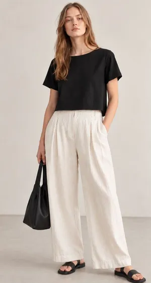 Alpha60 High Low Tunic Top Womens S Black Linen Cotton Lagenlook Minimalist Chic thumbnail 1