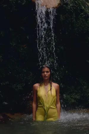 Zara elegant Yellow lime green Halter maxi dress evening wedding party thumbnail 10