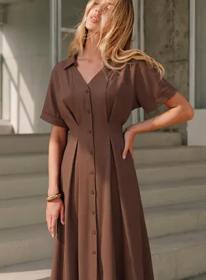 Commense Chocolate Brown Maxi Dress size small thumbnail 1