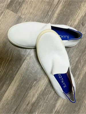 Rothy's Women’s White Slip-On Loafers with Navy Insole thumbnail 4