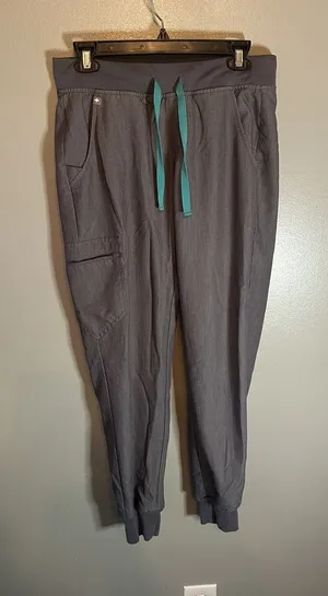 FIGS‎ Technical Collection Womens Small Gray Scrub Jogger Pants Teal Drawstring thumbnail 1