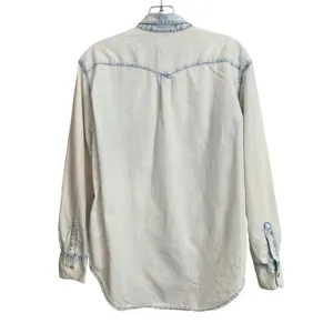 H&M‎ &Denim Womens Light Wash Western Snap Front Denim Shirt US 6 thumbnail 2