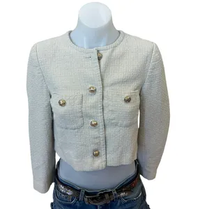 CeCe Butter Yellow Tweed Blazer SIZE 0 Lady Jacket Boucle Career Designer $149 thumbnail 8