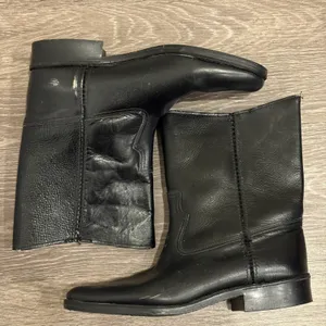 VTG Y2K Justin Black Leather Roper Western Cowboy Boots Square Toe 5.5 Wide Boho thumbnail 6