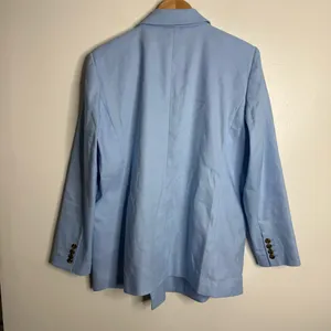 NWOT Ann Taylor‎ Oversized Peak Lapel Blazer Linen Twill Sky Blue 14 Clean Girl thumbnail 3