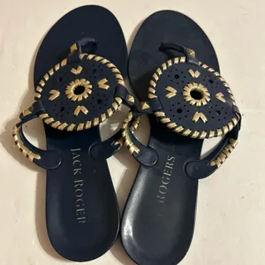 JACK ROGERS Sandals Flip Flops Navy Thong Jelly Rubber size 8 thumbnail 2