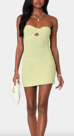 NWT EDIKTED Sammie Twist Front Knit Mini Dress Size Small thumbnail 1