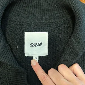 Aerie Black oversized v-neck with collar sweater thumbnail 6