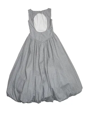NWT Reformation Elvira in Slate Check Gingham Cotton Bubble Hem Midi Dress 6 thumbnail 11