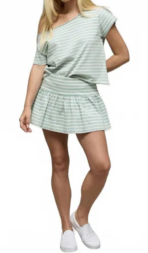AE Striped Knit Mini Skort American Eagle NWT Gray Snow Green Size Small thumbnail 1