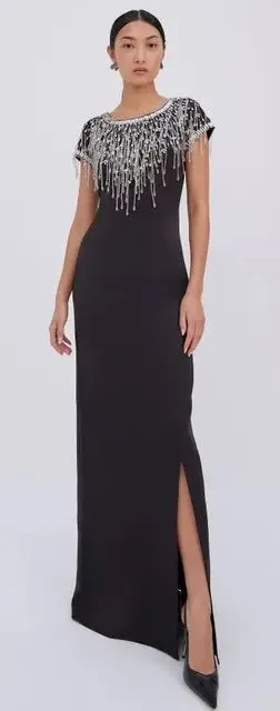 Alyce Designs Cascading Beads Formal Maxi Dress Gown 8 thumbnail 1