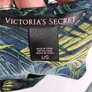 Victoria's Secret Tropical Palm Lace Trim Strappy Slip Chemise L Large thumbnail 3