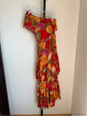 Farm Rio Papayas One Shoulder Dress Tropical Vacation thumbnail 2