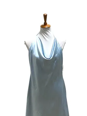 Altar’d State Satin Tie Halter Slip Dress Blue Size XXL NWT Wedding Glam Prom thumbnail 6