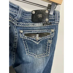 Miss Me Bootcut Jeans Womens 32 Blue Embellished Zipper Pocket Y2K JE5189B4R thumbnail 6
