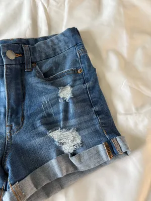 Medium Wash High Rise Curvy Midi Shorts thumbnail 3