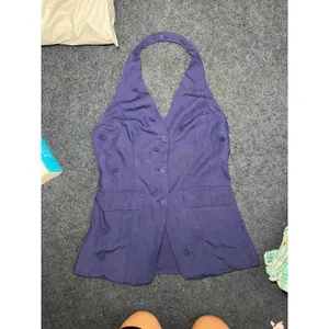 Maeve Linen‎ Blend Halter Vest Size Small Navy Blue Anthropologie Linen Summer thumbnail 10