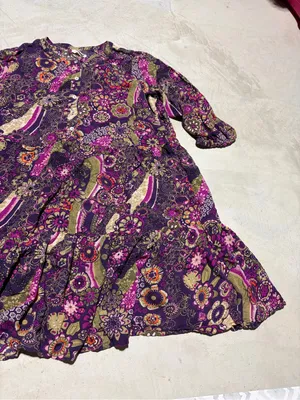 Natural life Purple Floral Tiered long sleeve dress medium thumbnail 3