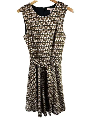 Hutch for Anthropologie Amina Geometric Knit Fit & Flare Dress Belted Size M thumbnail 4