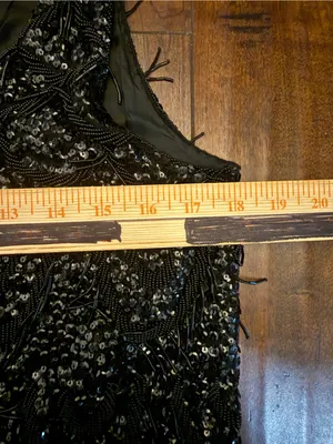 VTG Sequin Tank Top Sz S/M beaded paillettes embellished black Flapper thumbnail 5