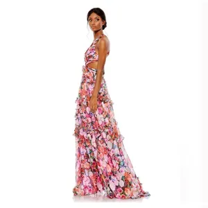 Mac Duggal 68076 Ruffle Floral Cut Out Dress thumbnail 6