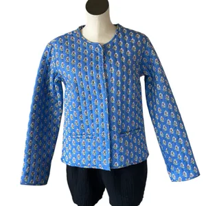 NWOT Japna Blue Floral Quilted Jacket Blue Small thumbnail 3