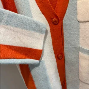 Anrabess orange & Blue chunky striped button cardigan Oversized size small thumbnail 6