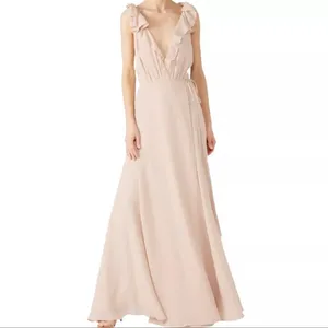 REFORMATION Women's Peppermint Ruffle Wrap Maxi Dress Champagne‎ Size Large thumbnail 3