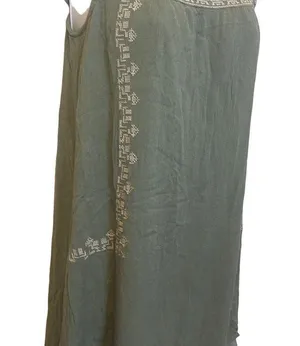 Alya EUC Green Embroidered Boho Sleeveless Tunic Dress Sz S thumbnail 3