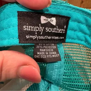 Simply Southern Low Profile Trucker Hat Teal &‎ Camo w/ Pineapple Logo thumbnail 3