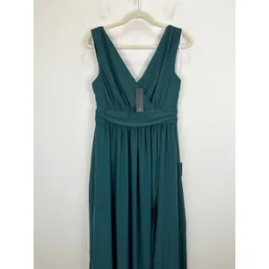 Lulus Thoughts of Hue Emerald Green Surplice Maxi Dress Formal Large NWT thumbnail 6