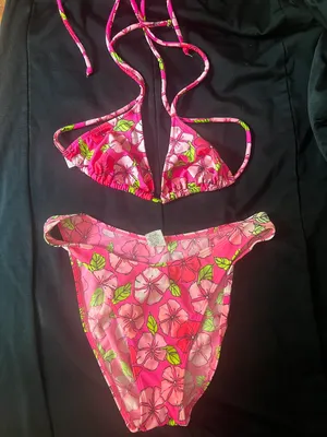 Y2K Hibiscus Bikini Set Size M thumbnail 1
