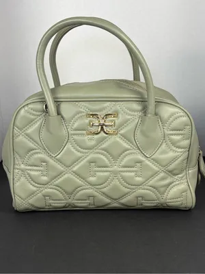 Sam Edelman Purse Bag Sage Green Quilted Faux Leather Satchel thumbnail 5