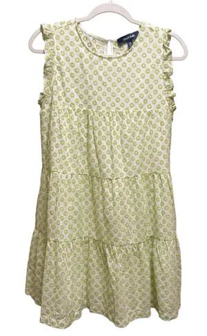 ModCloth Day Tripping Eyelet‎ Flower Fields Trapeze Dress Green White Sz M NEW thumbnail 1