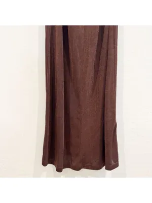 AmyLynn‎ Twist Front Rosette Maxi Dress Small Wedding Guest Romantic Chic Brown thumbnail 5