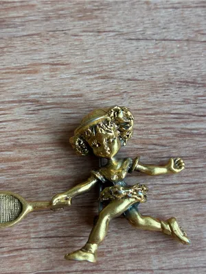 Tortolani Vintage Gold Tennis Brooch Pin thumbnail 5
