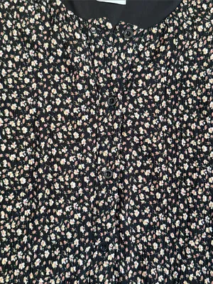 BLANK Black Floral Pleated Full Button-Front Maxi Dress Large thumbnail 2