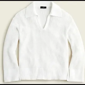 J.Crew Relaxed Collared Sweater in White thumbnail 2