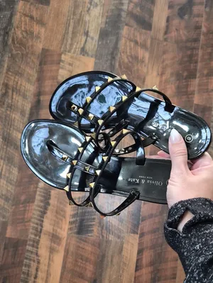 Black Studded Strappy Sandals Womens 8 Y2K Grunge Shoes8 thumbnail 6