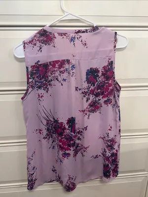 Maurices Lavender Sleeveless Floral Split-Neck Camisole thumbnail 2