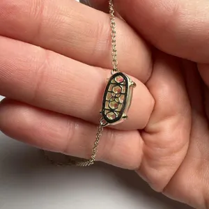 Kendra Scott Dichronic Glass Pink Gold Tone Necklace Adjustable Length thumbnail 8