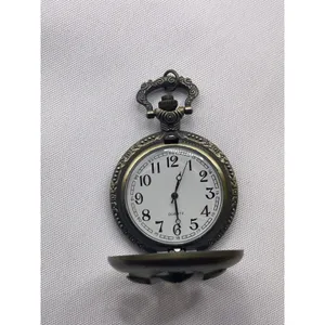 Pocket Watch‎ Unisex Bronze Tone Steel Classic Floral Pattern White Quartz B37 thumbnail 2
