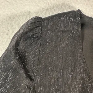 Madewell Lyric Wrap Longsleeve Top Shirt Women X-Small Black Shimmer AF678 thumbnail 3