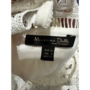 Massimo Dutti Lace Crocheted Top Ivory Short Sleeve‎ Sheer Elegant Women's thumbnail 6