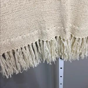 Entro Cream Fringe‎ Hem Sweater Tunic Size L Boho Chic Cozy Knit thumbnail 5