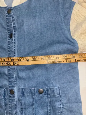 Ruby Rd Brand Blue Stretch Denim With Knit Sleeves And Collar Button Closure thumbnail 12