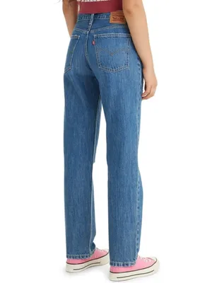 Levi’s Low Pro Straight Denim Blue Jeans Women’s 30 Distressed thumbnail 3